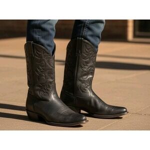 Ariat Mens SZ 13D Black Leather Western Riding Cowboy Boots Classic Stitch Ranch